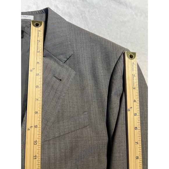 Armani Collezioni G-Line 42R 38x28 Slim Italian Cut Gray Blue Tan Stripe Suit - Picture 12 of 16